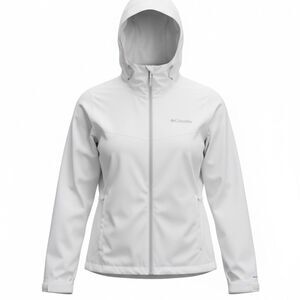 COLUMBIA WOMENS WINDBREAKER RAIN JACKET SIZE S/P LIGHT GRAY WHITE